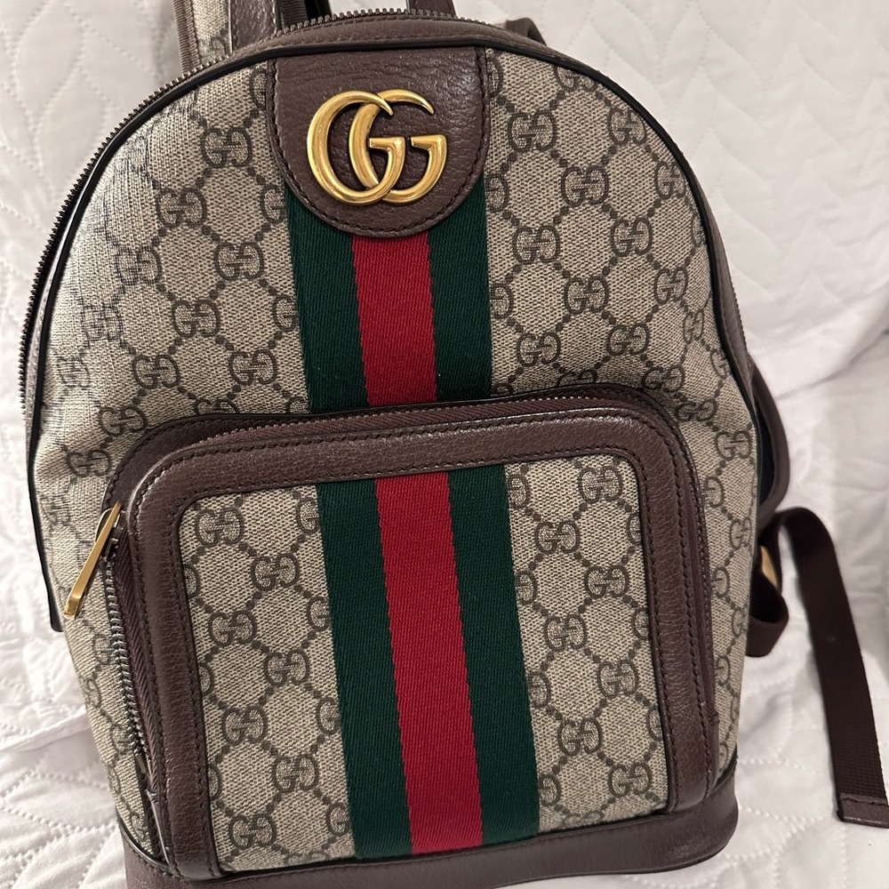 Gucci Brown and Green Backpack with Iconic Monogram